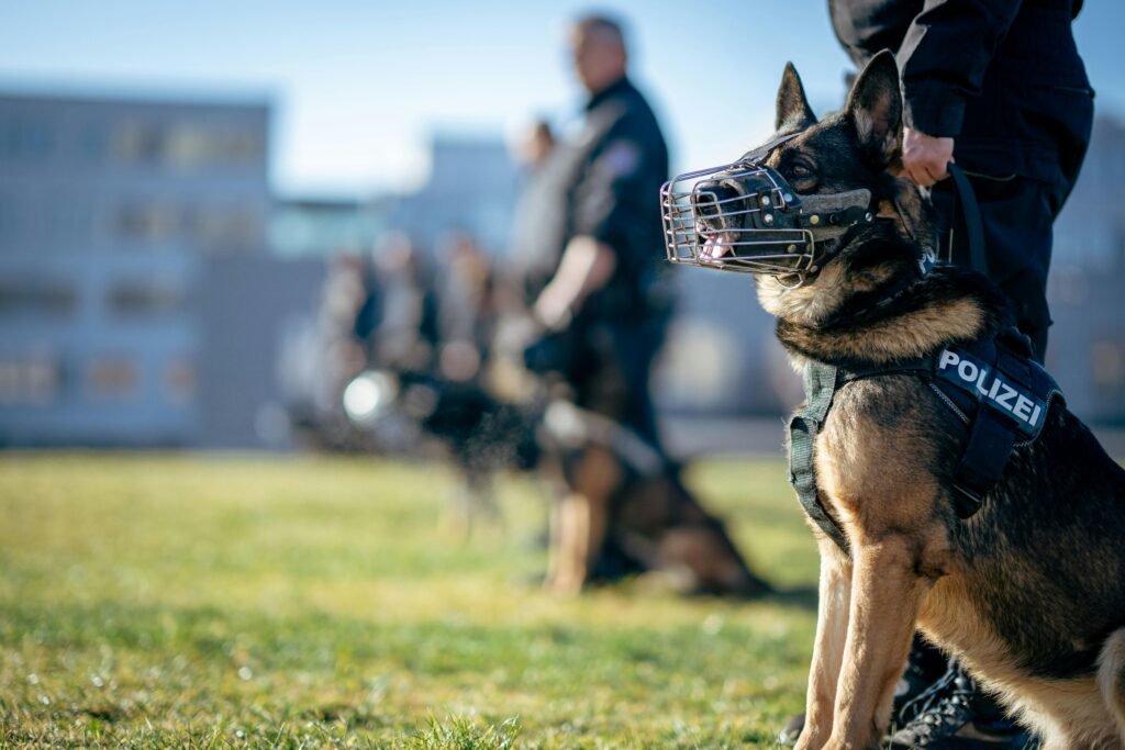 German Shepherds during a training session outdoors, German Shepherds